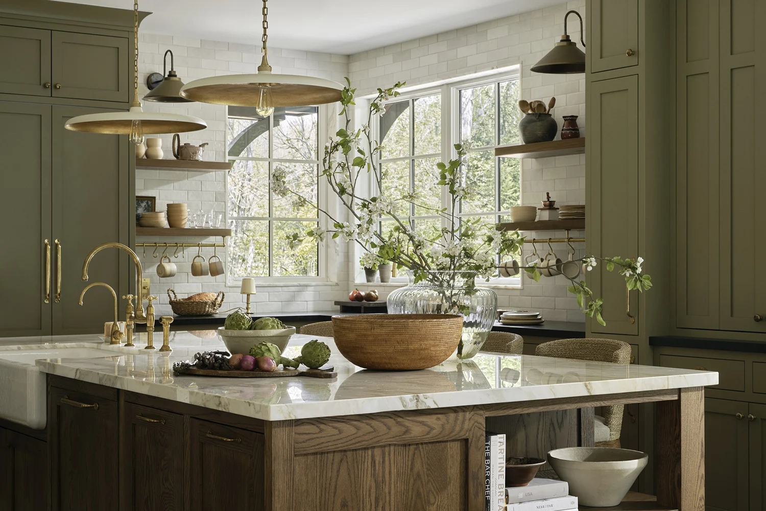 8 Sage Green Kitchen Cabinets With Walnut Pulls Create Organic Modern Calm